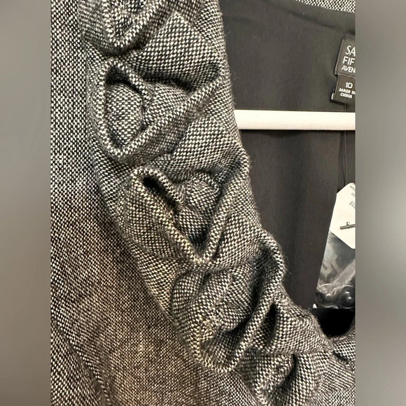 Saks Fifth Avenue Lux French Rosebud Chic Blazer Jacket Wool Woven Charcoal NWT - Picture 4 of 8